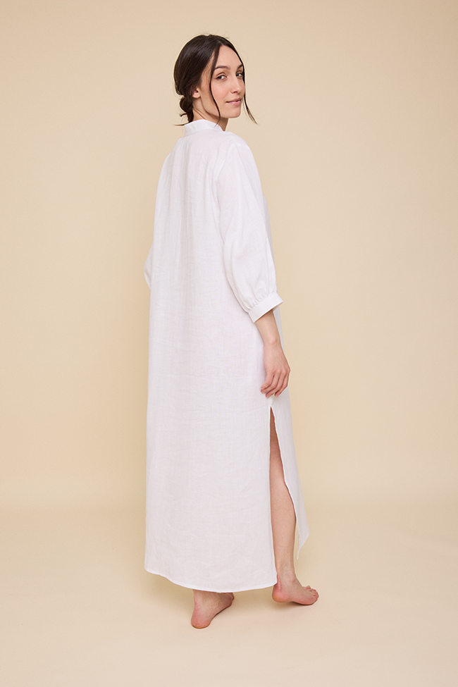 Bishop Sleeve Kaftan White Linen