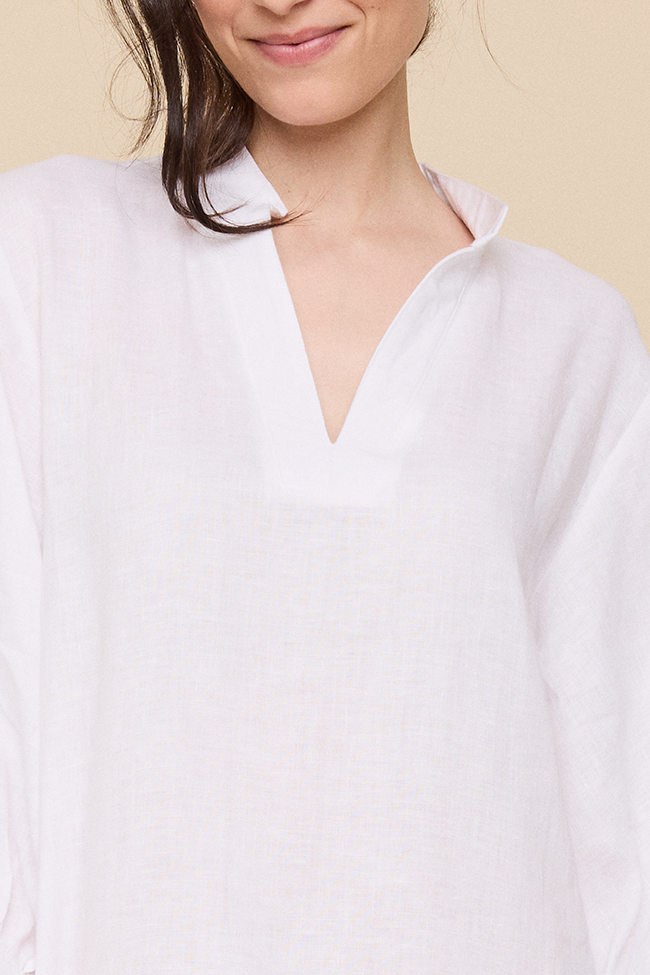 Bishop Sleeve Kaftan White Linen
