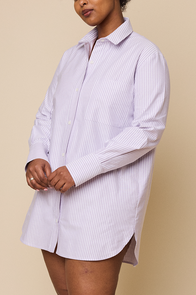 Classic Shirt Lavender Oxford Stripe