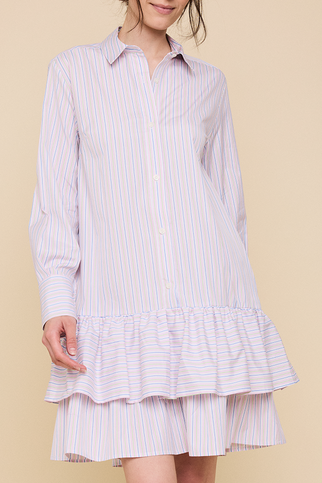 Double Ruffle Sleep Shirt Spring Stripe