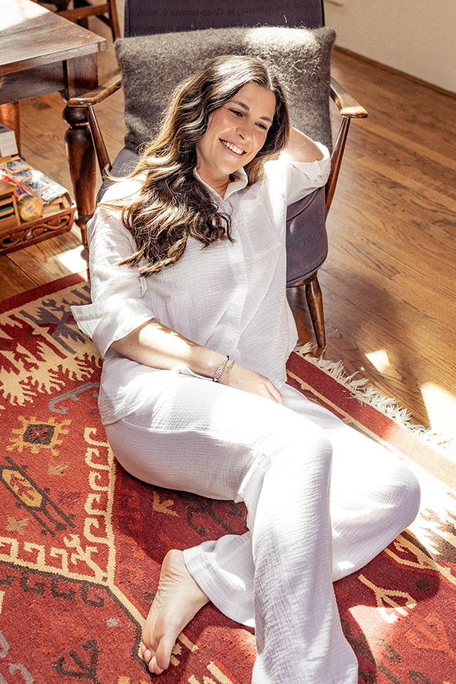 Set - Long Sleeve Shirt & Lounge Pant White Double Gauze