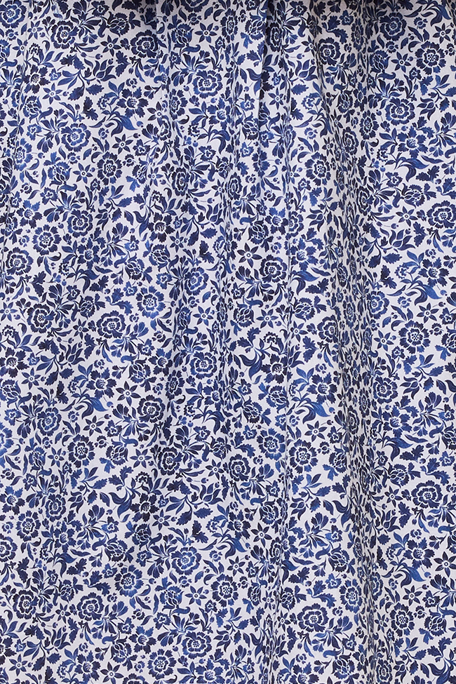 Bishop Sleeve Kaftan Blue Floral Cotton