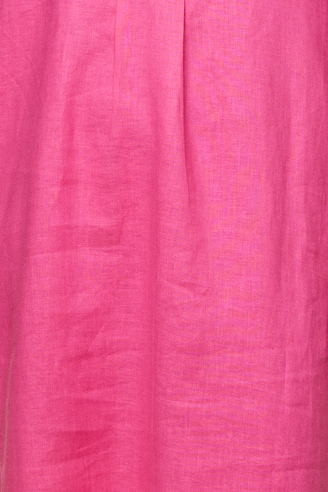 Short Sleeve Cropped Sleep Shirt Fuchsia Linen