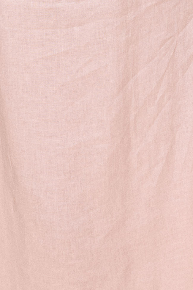Full Length Gathered Dress Sea Shell Pink Linen