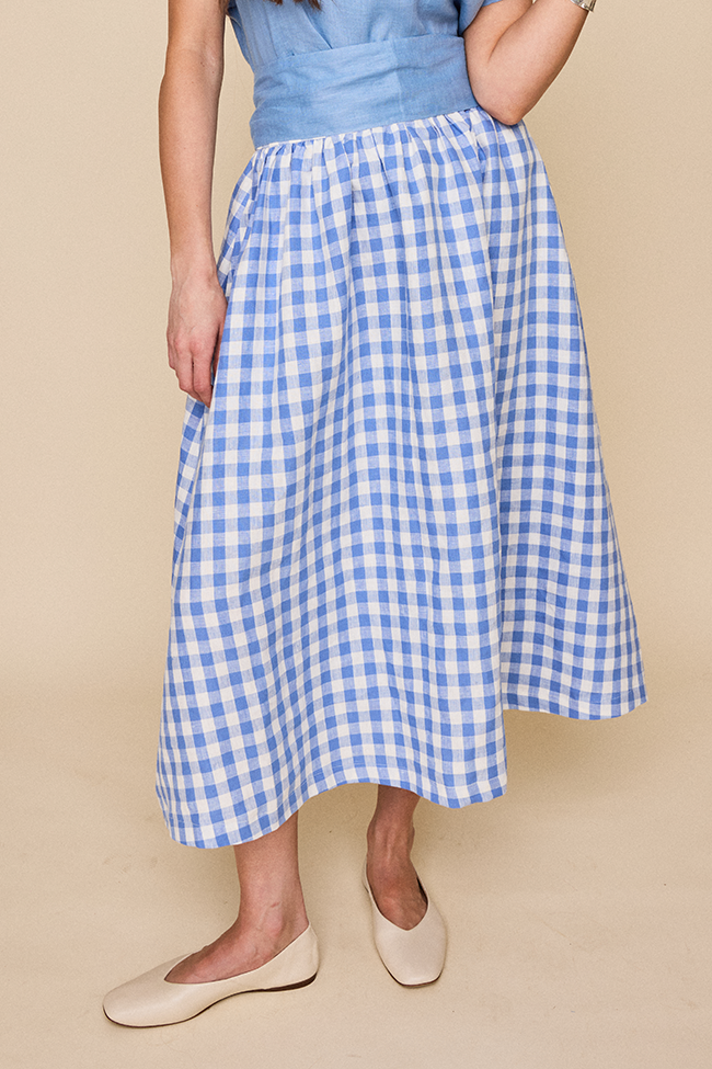 Long House Skirt Blue Gingham