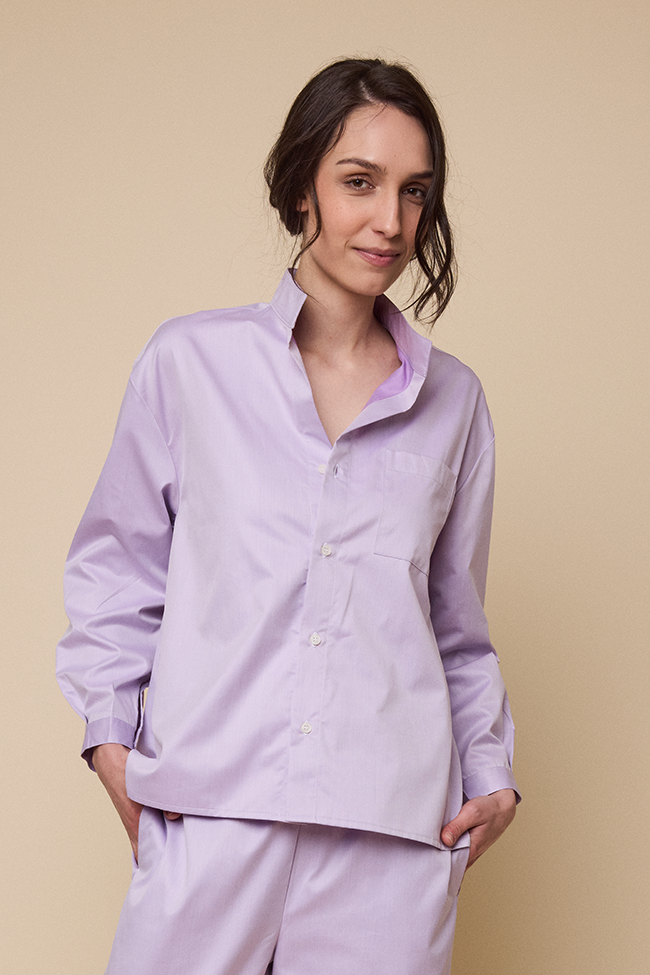 Long Sleeve Shirt Lavender Cotton Shirting