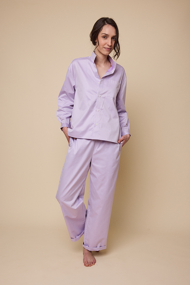Long Sleeve Shirt Lavender Cotton Shirting