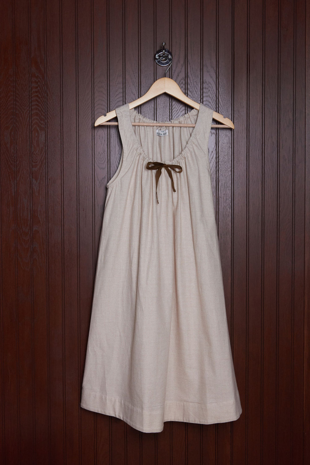 Sleeveless Nightie Tobacco Mini Windowpane Brushed Cotton