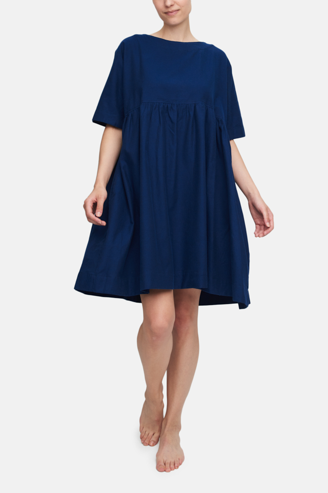 Smock Dress Navy Flannel The Sleep Shirt