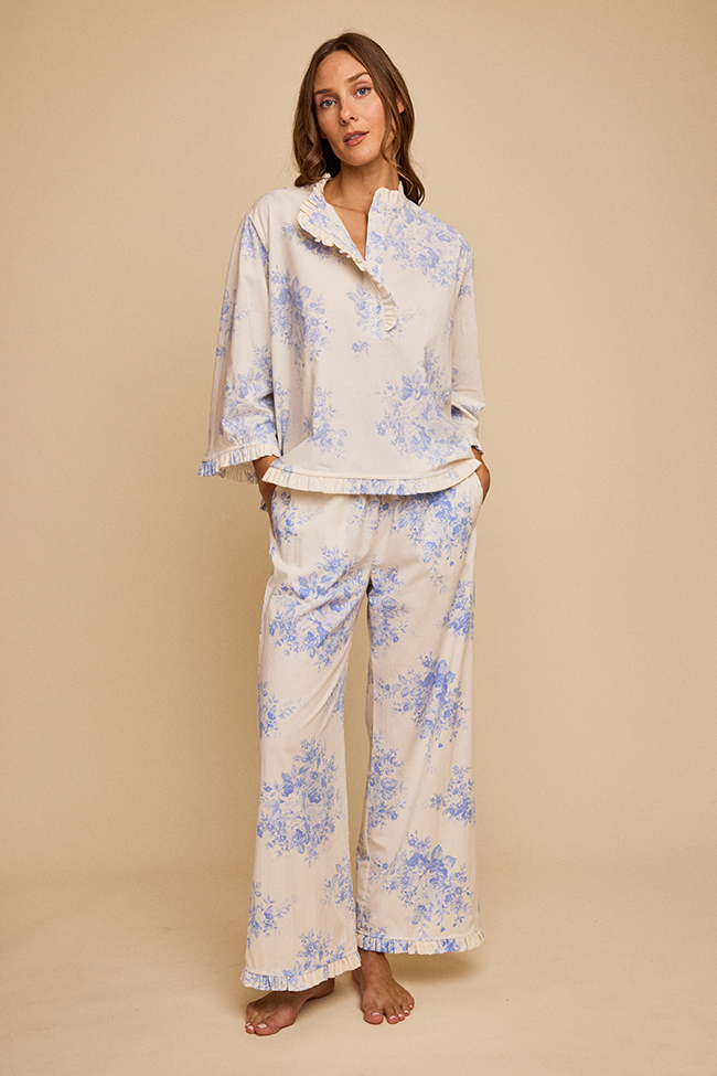 Ruffled Sleep Set Blue Tea Rose