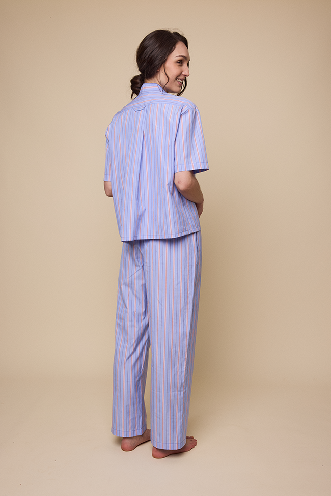 Short Sleeve Cropped Sleep Shirt Newbury Stripe