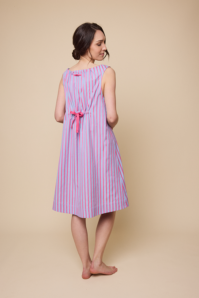Sleeveless Nightie Pink Ribbon Stripe