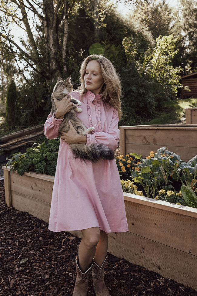 Long Ruffle Sleep Shirt Pink Flannel