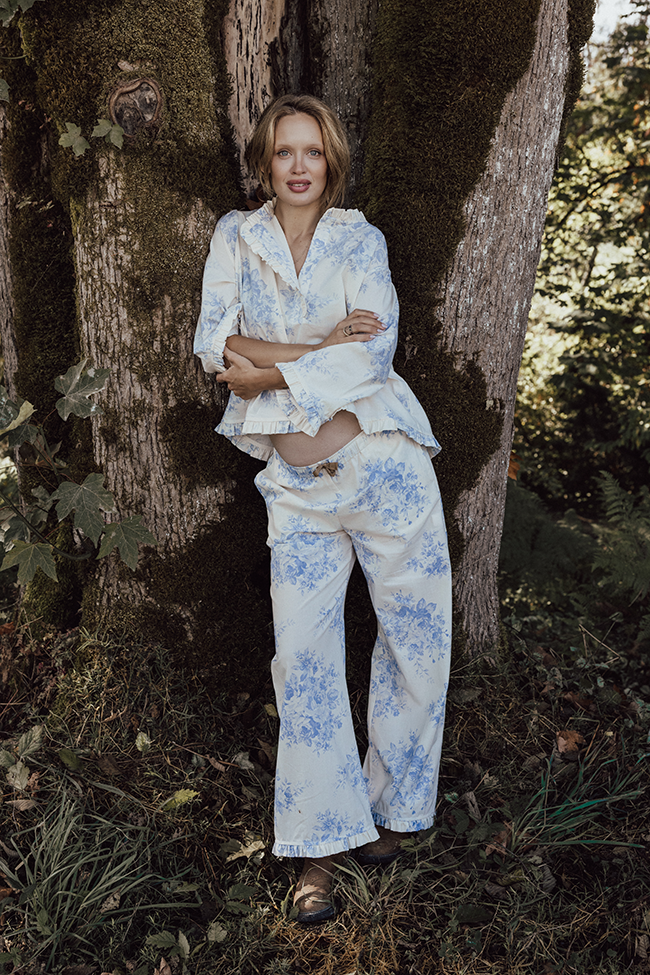 Ruffled Sleep Set Blue Tea Rose