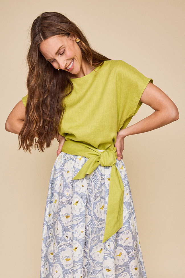 Woven T-Shirt Chartreuse Linen