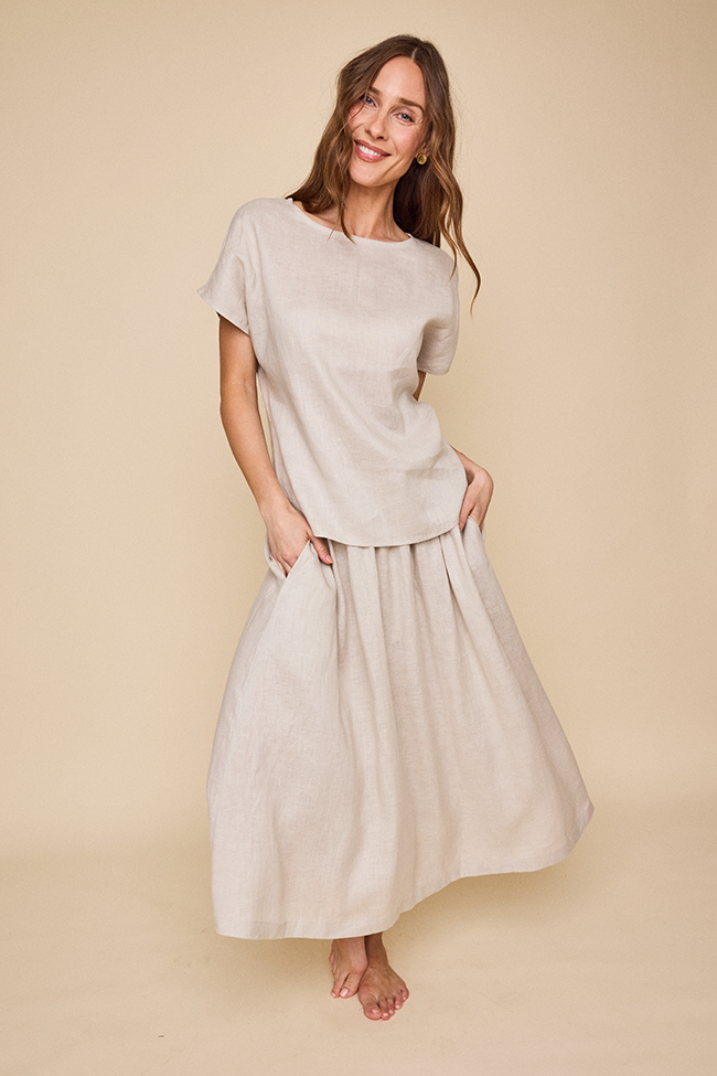 Long House Skirt Sand Linen