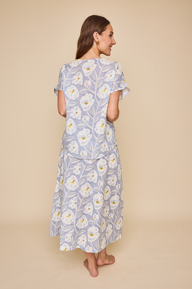 Woven T-Shirt Summer Vine Print