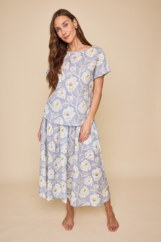 Long House Skirt Summer Vine Print