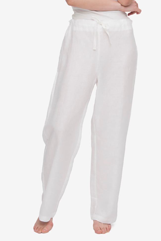 Set - Cuffed Sleeve Shirt and Lounge Pant White Linen