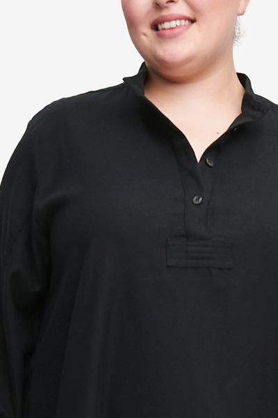 Full Length Sleep Shirt Black Flannel