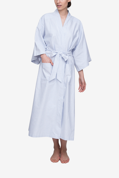 Front view of full length cotton robe with belt by The Sleep Shirt