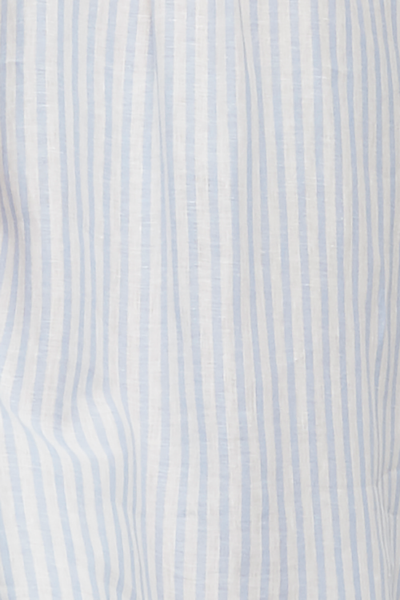 Short Sleep Shirt Pale Blue Linen Stripe