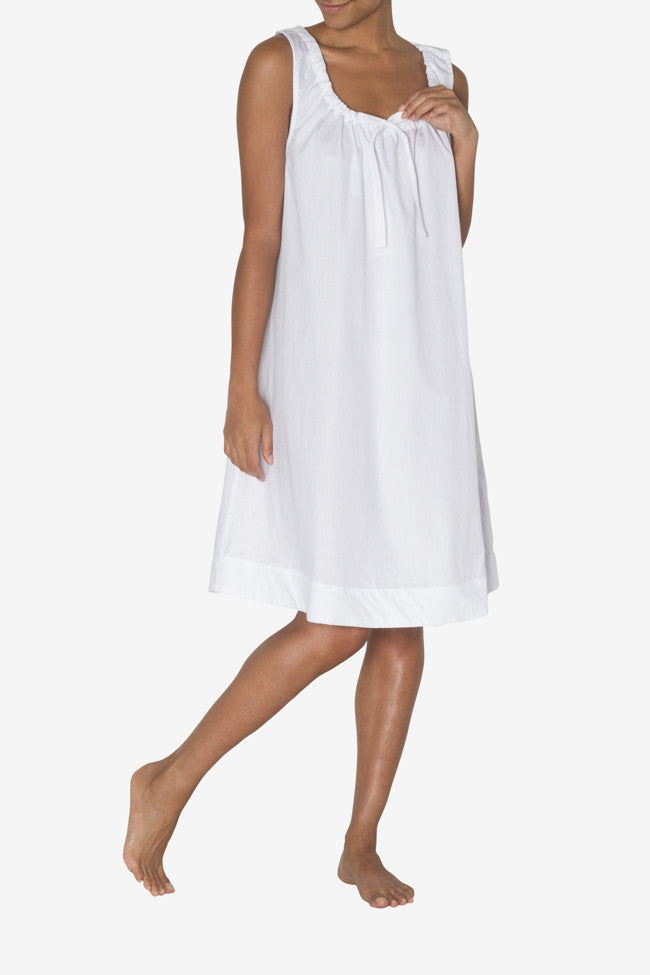 Women s Cotton Sleeveless Nightgown White Stripe The Sleep Shirt