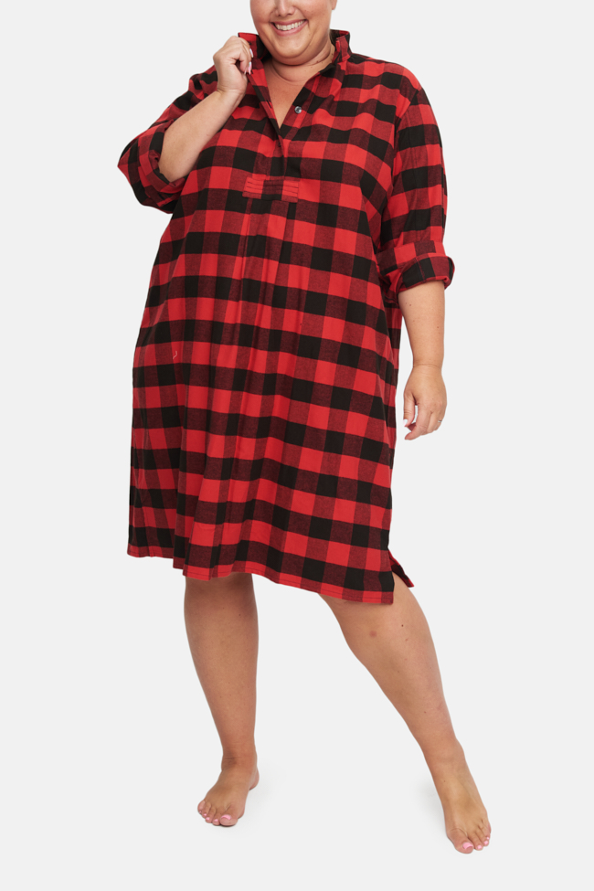 Long Sleep Shirt Big Red Buffalo Check Plus
