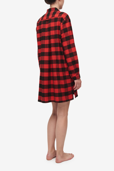 Short Sleep Shirt Big Red Buffalo Check