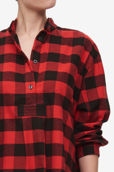 Short Sleep Shirt Big Red Buffalo Check