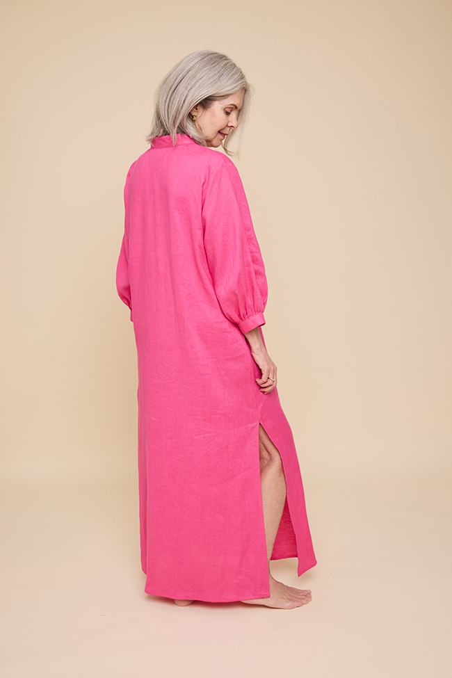 Bishop Sleeve Kaftan Fuchsia Linen