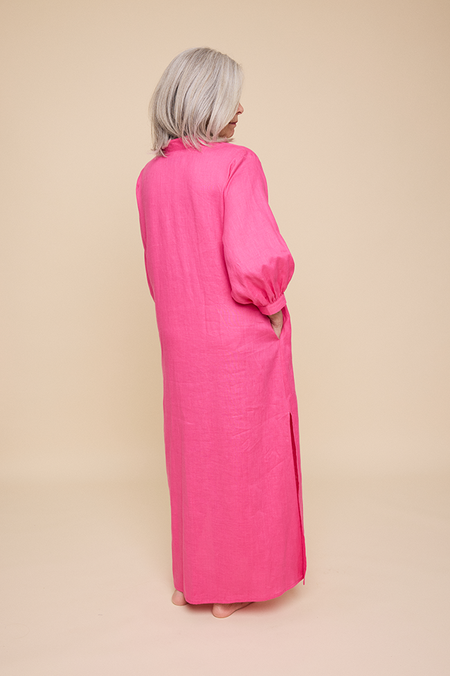 Bishop Sleeve Kaftan Fuchsia Linen