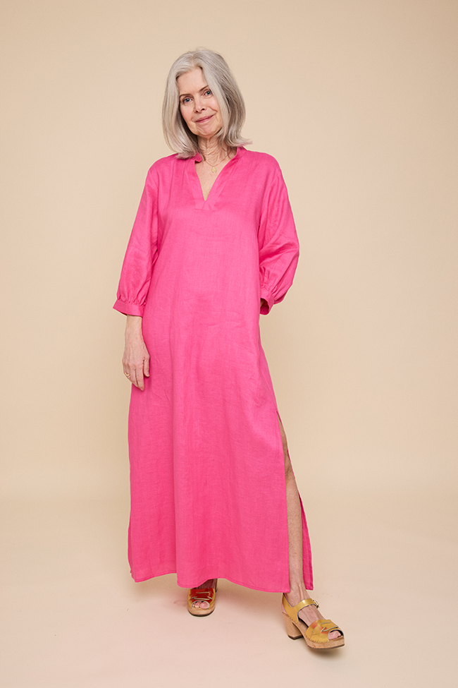 Bishop Sleeve Kaftan Fuchsia Linen