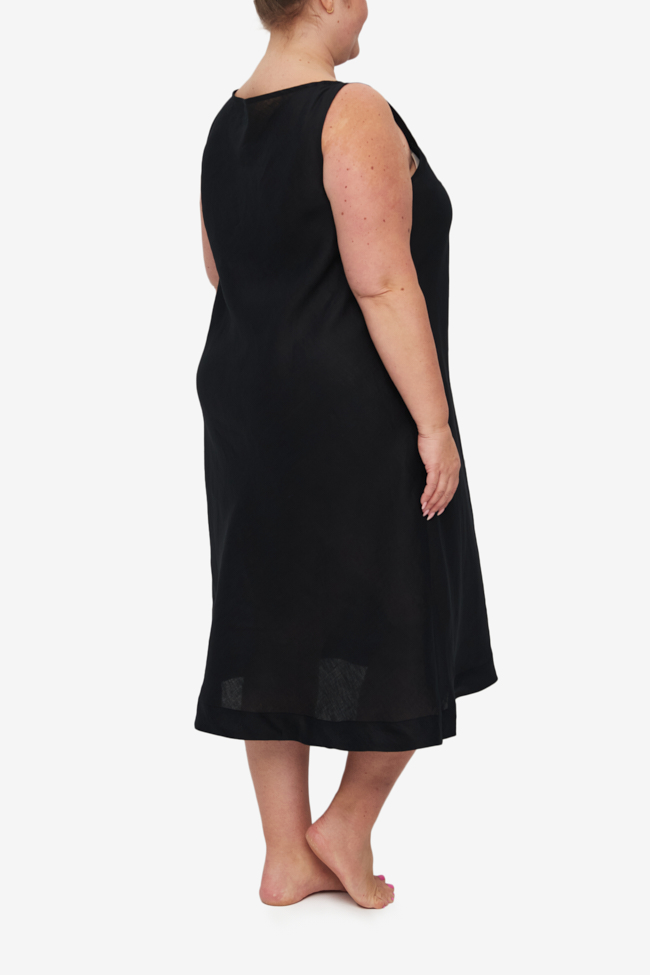 Midi Bias Dress Black Linen