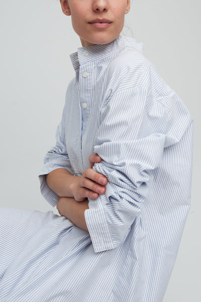 Long Sleep Shirt Blue Oxford Stripe