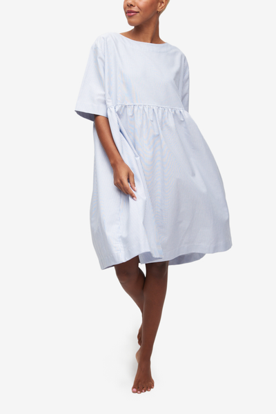 Smock Dress Blue Oxford Stripe