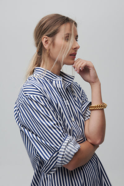 Short Sleep Shirt Bold Navy Stripe