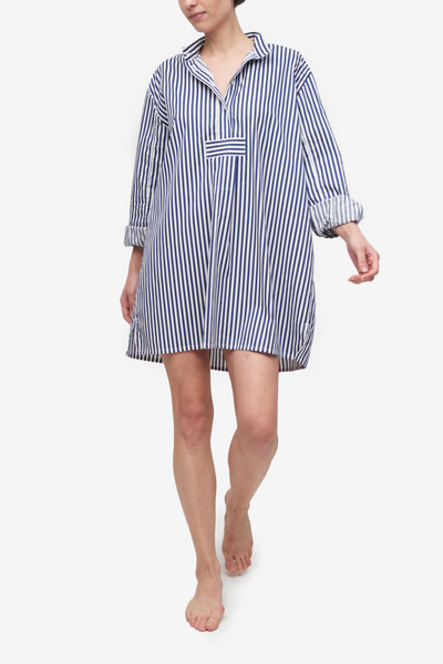 Short Sleep Shirt Bold Navy Stripe