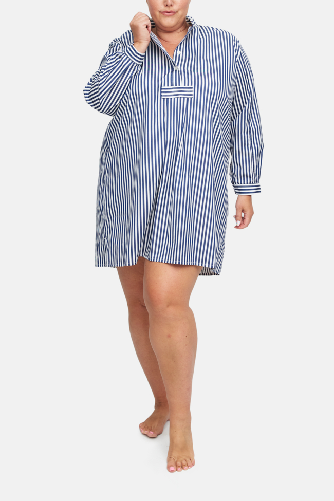 Short Sleep Shirt Bold Navy Stripe Plus