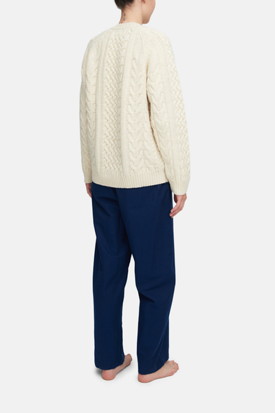 Bare Knitwear Porteau Cable Crew in Ecru