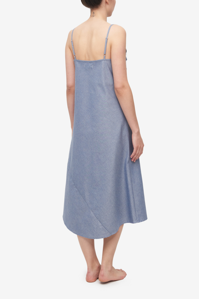 Long Slip Dress Cotton Chambray