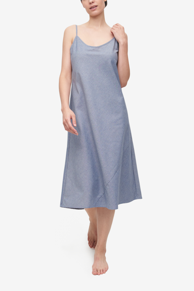 Long Slip Dress Cotton Chambray