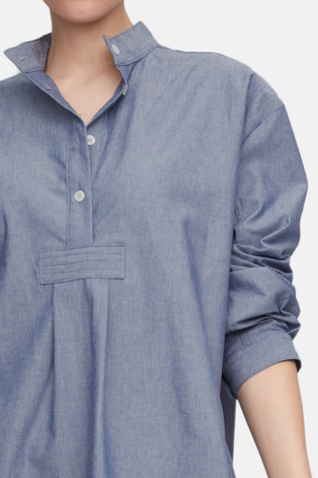 Short Sleep Shirt Cotton Chambray