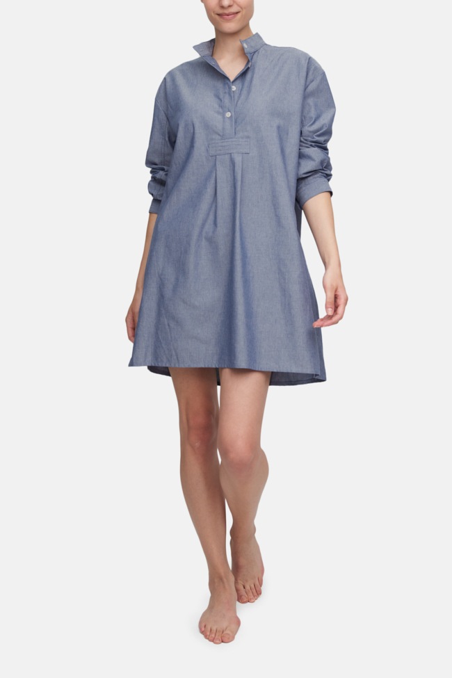 Short Sleep Shirt Cotton Chambray