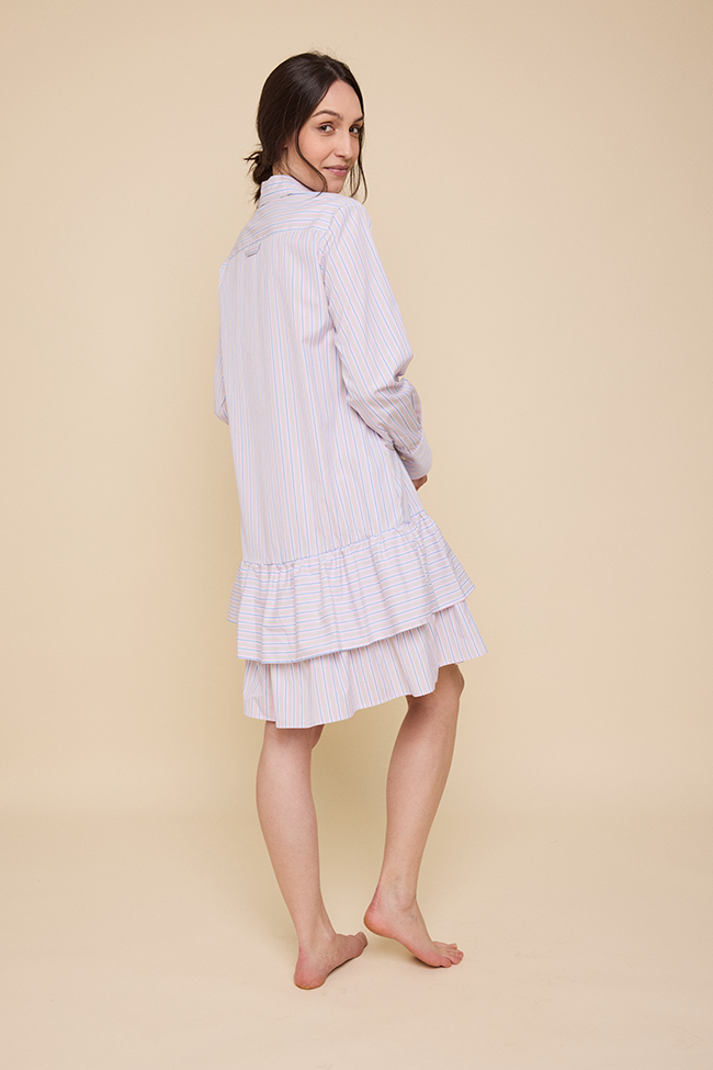 Double Ruffle Sleep Shirt Spring Stripe