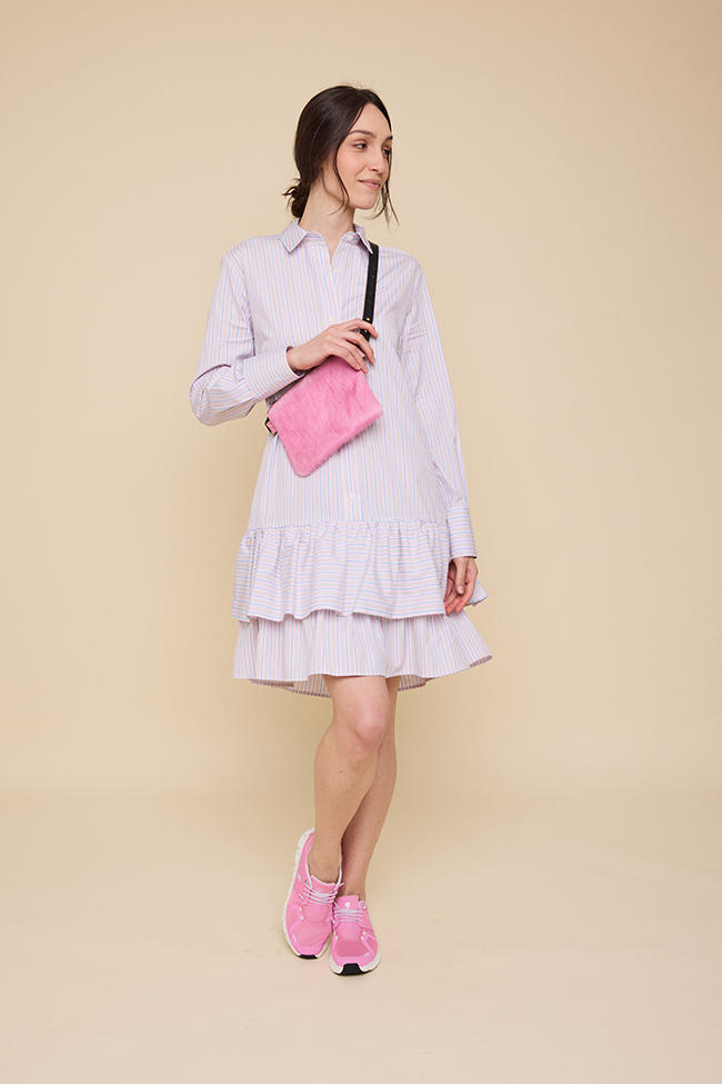 Double Ruffle Sleep Shirt Spring Stripe