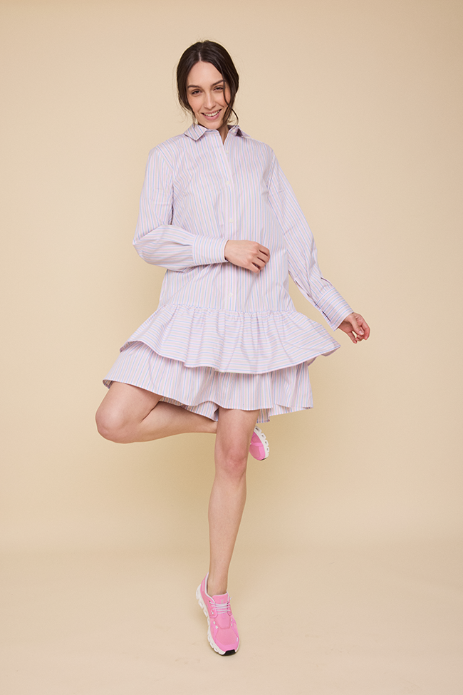 Double Ruffle Sleep Shirt Spring Stripe