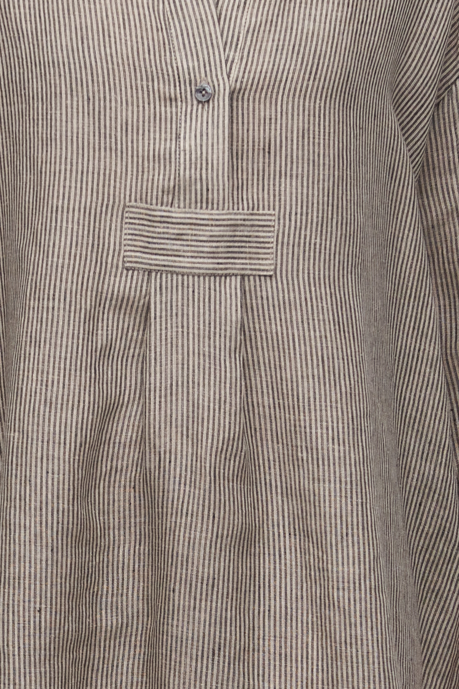 Short Sleep Shirt Black Natural Linen Stripe Plus