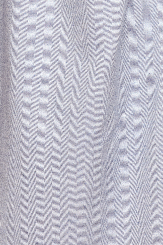 Ruffled Sleep Set Blue Herringbone Flannel