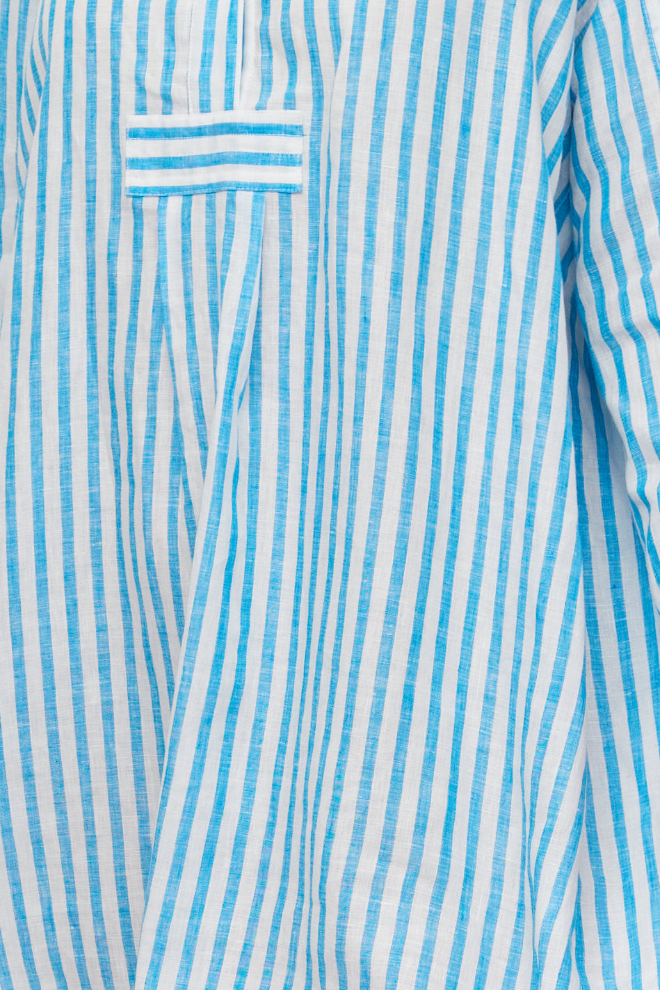 Short Sleep Shirt Cyan Linen Stripe PLUS